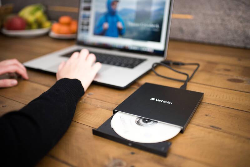 Externí DVD vypalovačka Verbatim CD DVD Slimline USB-C Nero černá
