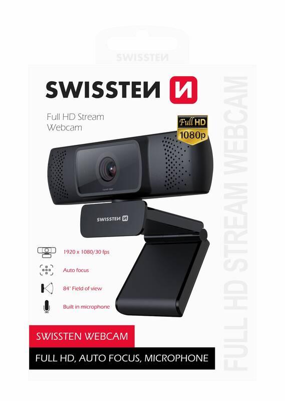 Webkamera Swissten Webcam FHD 1080P černá, Webkamera, Swissten, Webcam, FHD, 1080P, černá