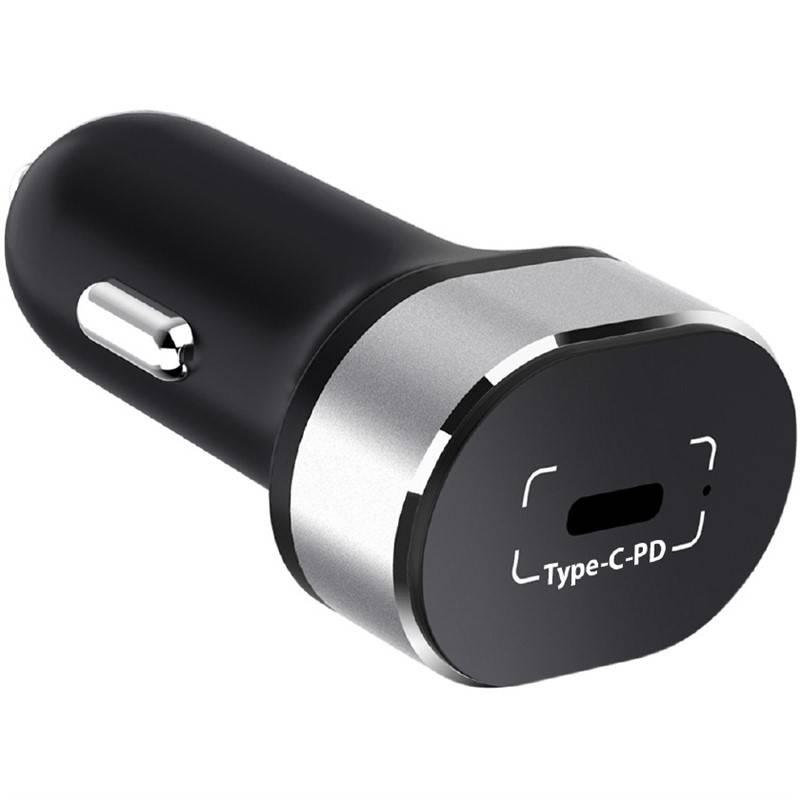 Adaptér do auta WG 1xUSB-C PD 18W USB-C kabel černý