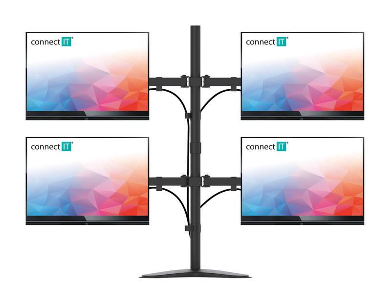 Držák Connect IT QuadroArm Basic na 4 monitory 13" až 32", nosnost 4x8 kg černý