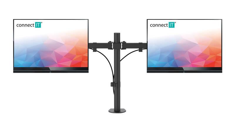 Držák Connect IT TwinArm Basic Alfa na 2 monitory 13" až 32", nosnost 2x8 kg černý
