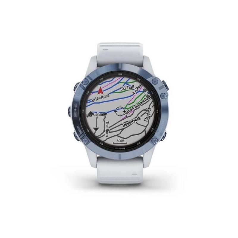 GPS hodinky Garmin fenix6 PRO Solar - Titanium Blue White Band, GPS, hodinky, Garmin, fenix6, PRO, Solar, Titanium, Blue, White, Band