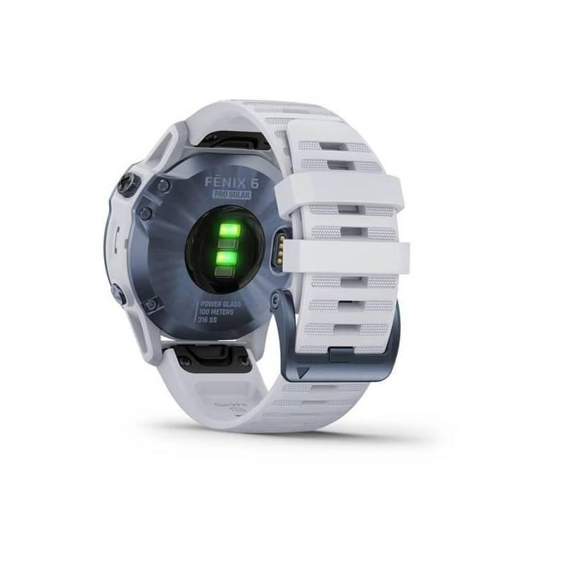 GPS hodinky Garmin fenix6 PRO Solar - Titanium Blue White Band
