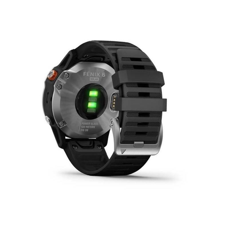 GPS hodinky Garmin fenix6 Solar - Silver Black Band