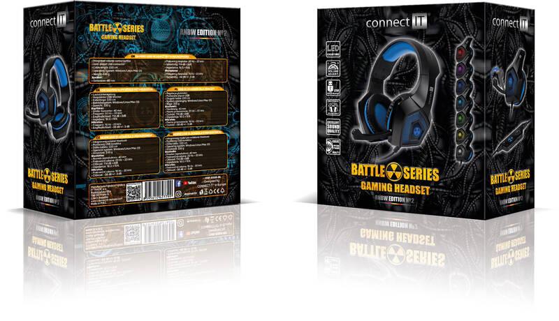 Headset Connect IT Battle RNBW Edition 2 černý modrý, Headset, Connect, IT, Battle, RNBW, Edition, 2, černý, modrý