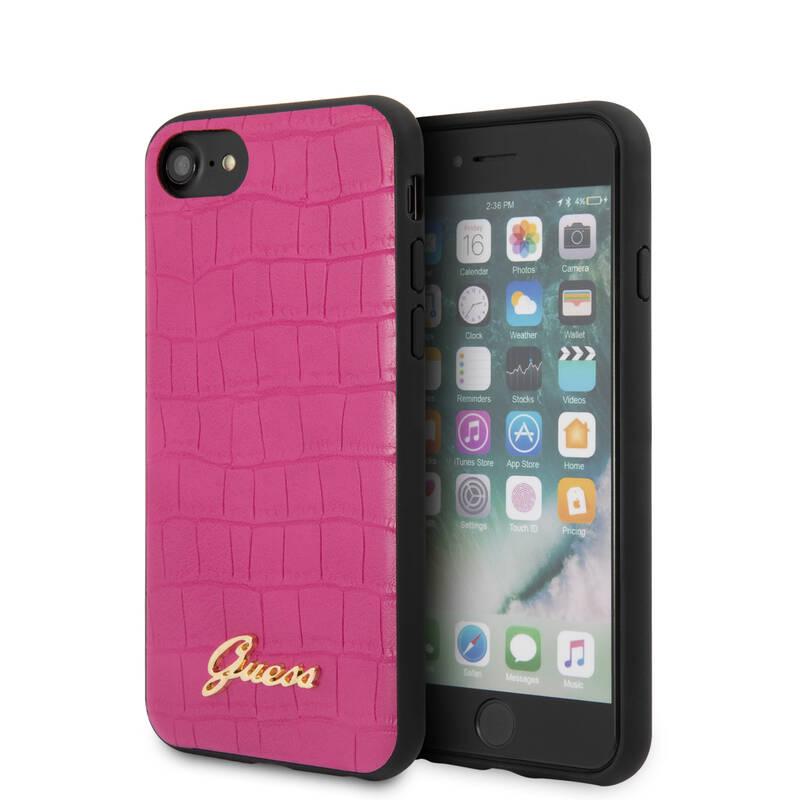 Kryt na mobil Guess Croco na Apple iPhone 8 SE růžový