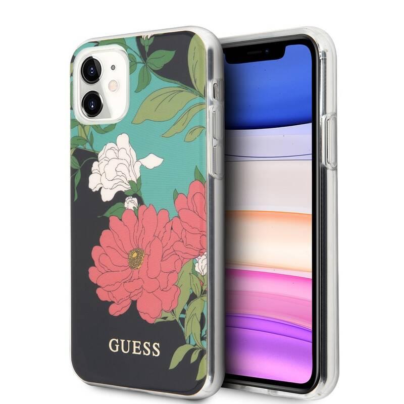 Kryt na mobil Guess Flower Shiny N.1 na Apple iPhone 11 černý