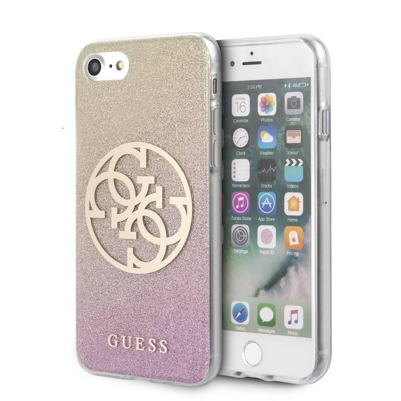 Kryt na mobil Guess Glitter 4G Circle na Apple iPhone 8 SE růžový