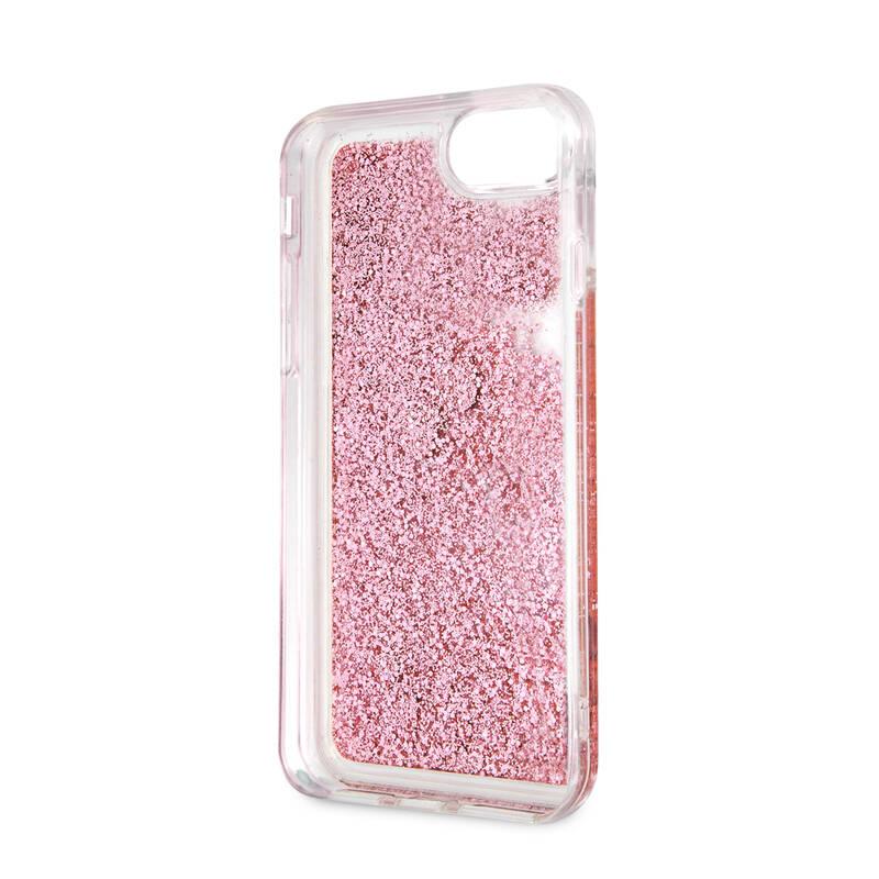 Kryt na mobil Guess Glitter Floating Hearts na Apple iPhone 8 SE růžový