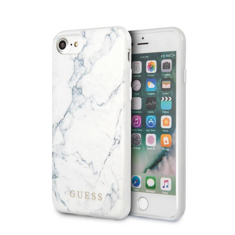 Kryt na mobil Guess Marble na Apple iPhone 8 SE bílý