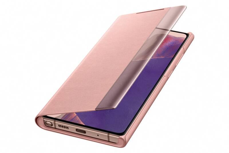 Pouzdro na mobil flipové Samsung Clear View na Galaxy Note20 hnědé růžové