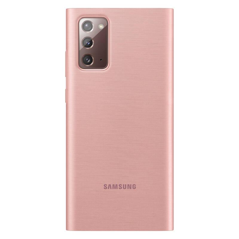 Pouzdro na mobil flipové Samsung LED View na Galaxy Note20 hnědé růžové