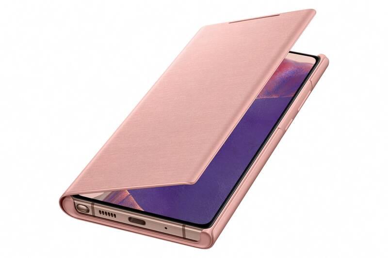 Pouzdro na mobil flipové Samsung LED View na Galaxy Note20 hnědé růžové