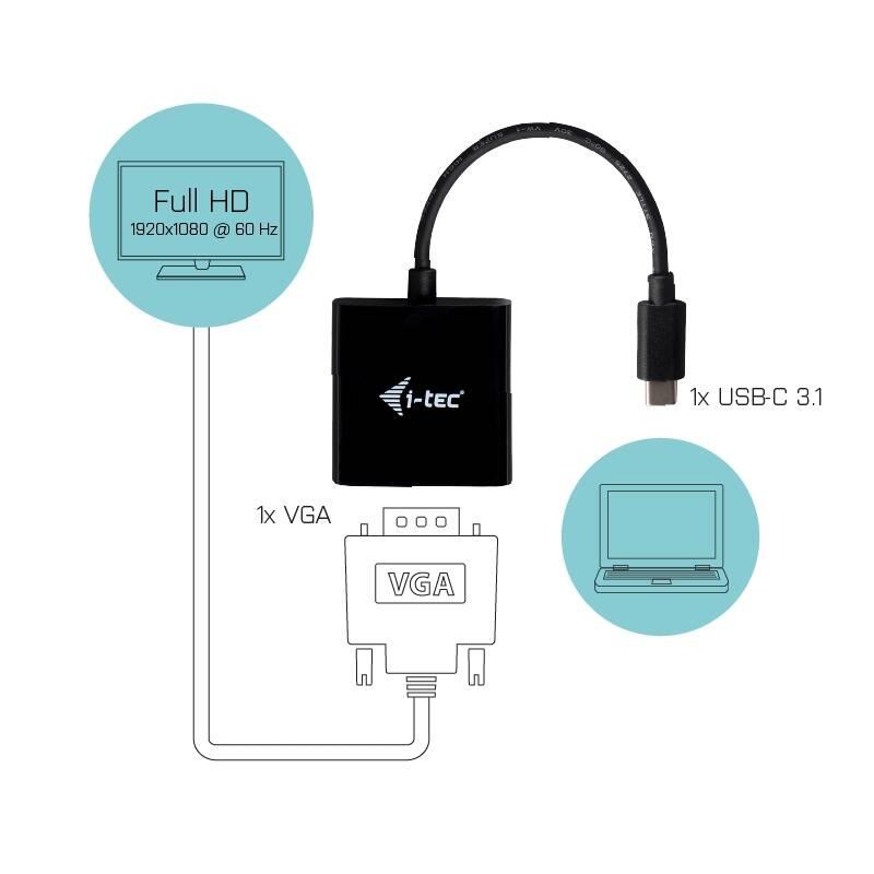 Redukce i-tec USB-C VGA 1920 x 1080p 60Hz, Redukce, i-tec, USB-C, VGA, 1920, x, 1080p, 60Hz