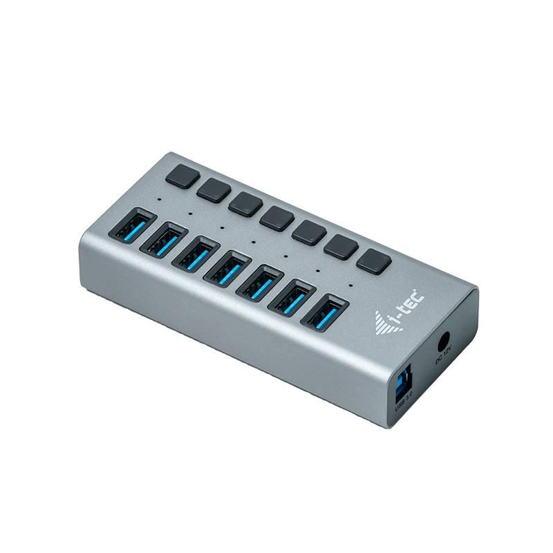 USB Hub i-tec 7x USB 3.0, 36W stříbrný
