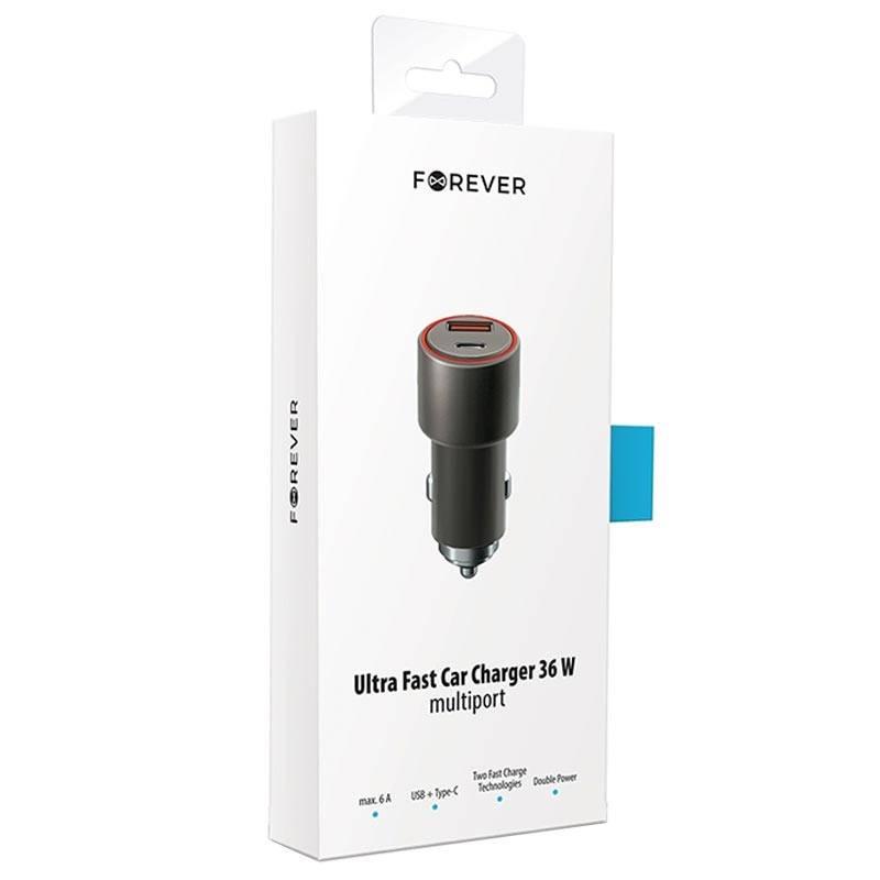 Adaptér do auta Forever Core, 1x USB QC 3.0, 1x USB-C PD 36W černý, Adaptér, do, auta, Forever, Core, 1x, USB, QC, 3.0, 1x, USB-C, PD, 36W, černý