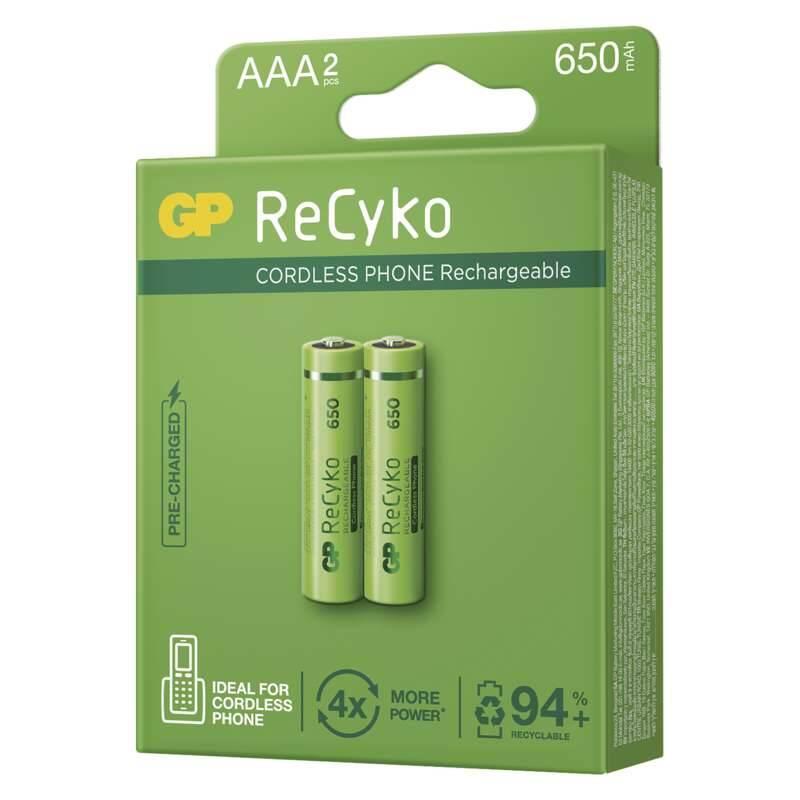 Baterie nabíjecí GP ReCyko Cordless, HR03, AAA, 650mAh, NiMH, krabička 2ks