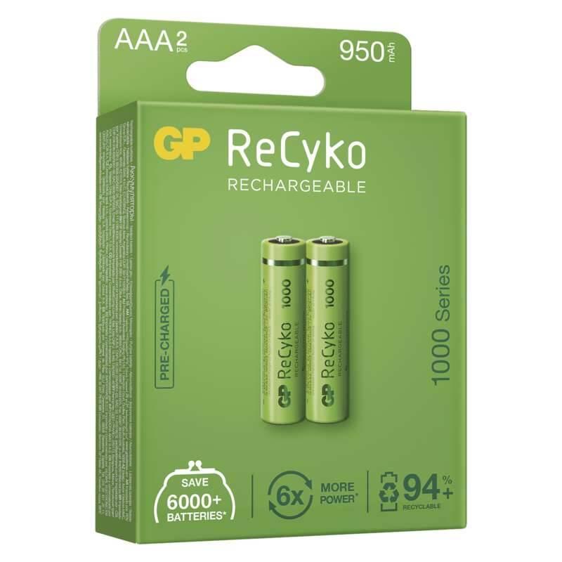 Baterie nabíjecí GP ReCyko, HR03, AAA, 950mAh, NiMH, krabička 2ks