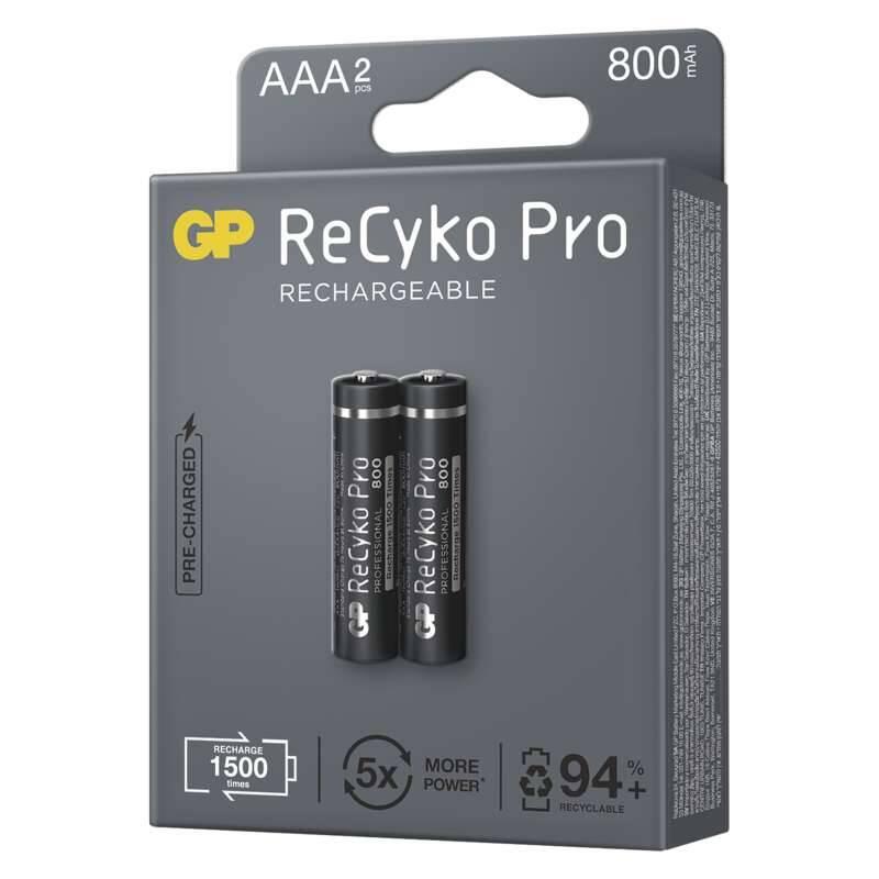 Baterie nabíjecí GP ReCyko Pro, HR03, AAA, 800mAh, NiMH, krabička 2ks