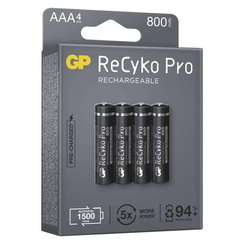 Baterie nabíjecí GP ReCyko Pro, HR03, AAA, 800mAh, NiMH, krabička 4ks, Baterie, nabíjecí, GP, ReCyko, Pro, HR03, AAA, 800mAh, NiMH, krabička, 4ks