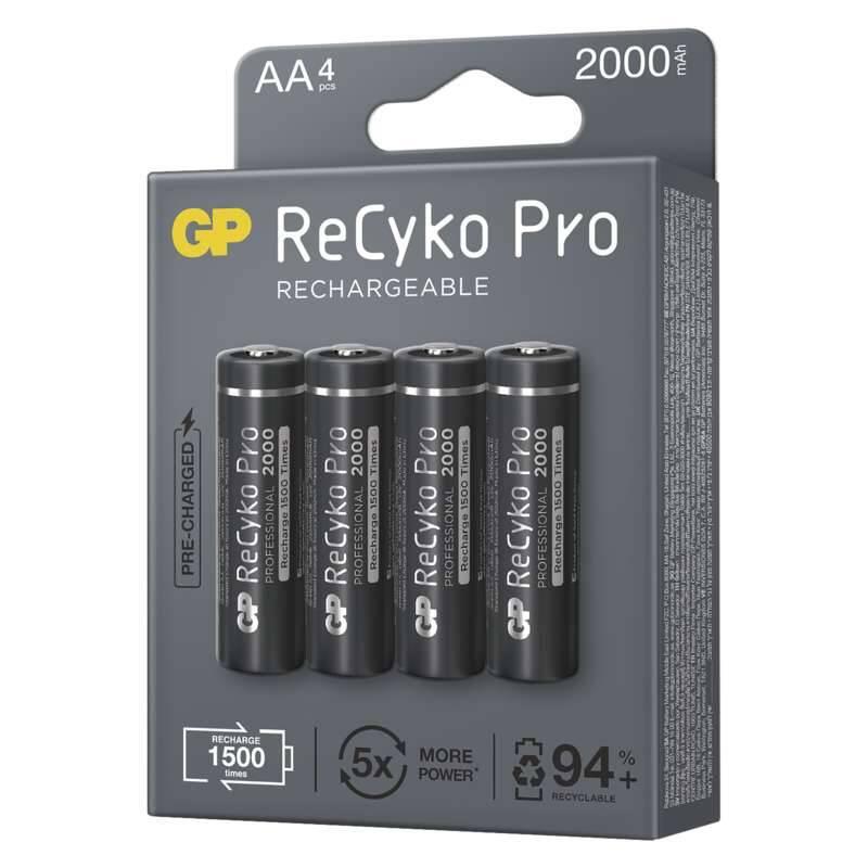 Baterie nabíjecí GP ReCyko Pro, HR06, AA, 2000mAh, NiMH, krabička 4ks
