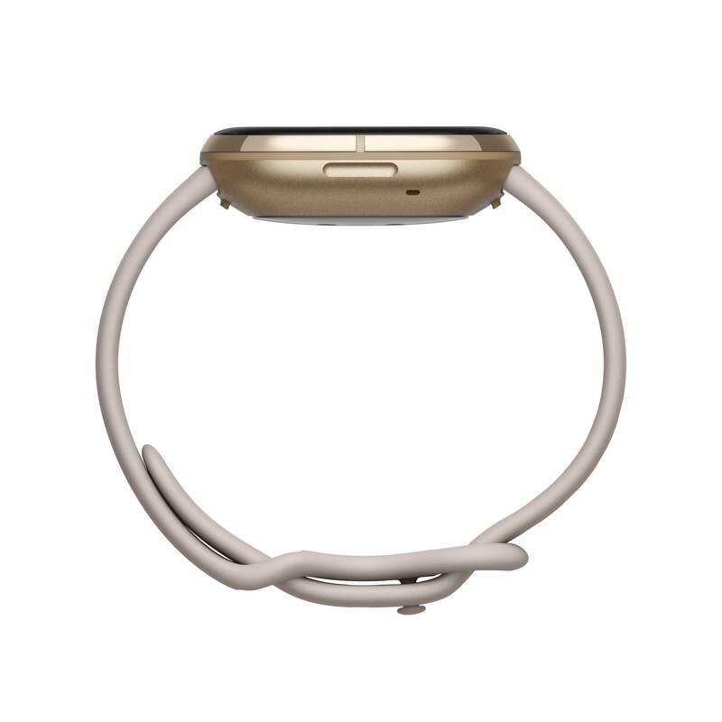 Chytré hodinky Fitbit Sense - Lunar White Soft Gold Stainless Steel