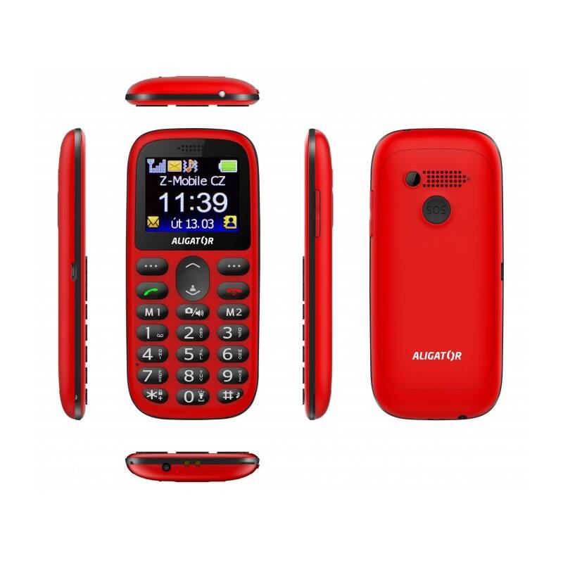 Mobilní telefon Aligator A510 Senior černý červený