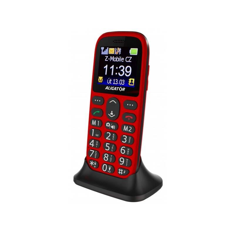 Mobilní telefon Aligator A510 Senior černý červený