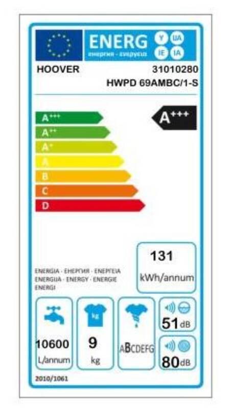 Pračka Hoover HWPD 69AMBC 1-S bílá