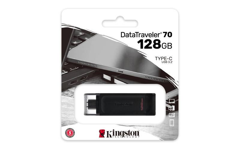 USB Flash Kingston DataTraveler 70 128GB, USB-C černý, USB, Flash, Kingston, DataTraveler, 70, 128GB, USB-C, černý