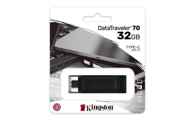 USB Flash Kingston DataTraveler 70 32GB, USB-C černý, USB, Flash, Kingston, DataTraveler, 70, 32GB, USB-C, černý