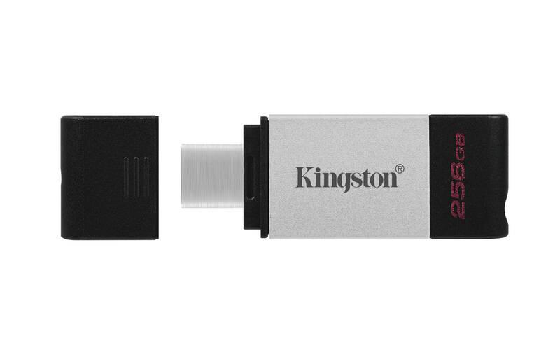 USB Flash Kingston DataTraveler 80 256GB, USB-C černý stříbrný