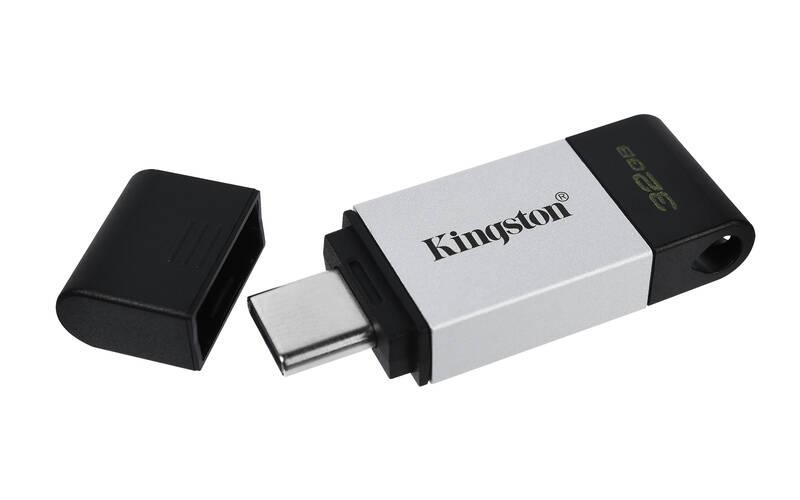 USB Flash Kingston DataTraveler 80 32GB, USB-C černý stříbrný