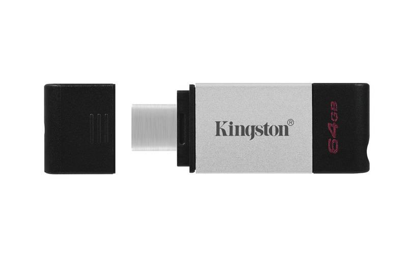 USB Flash Kingston DataTraveler 80 64GB, USB-C černý stříbrný