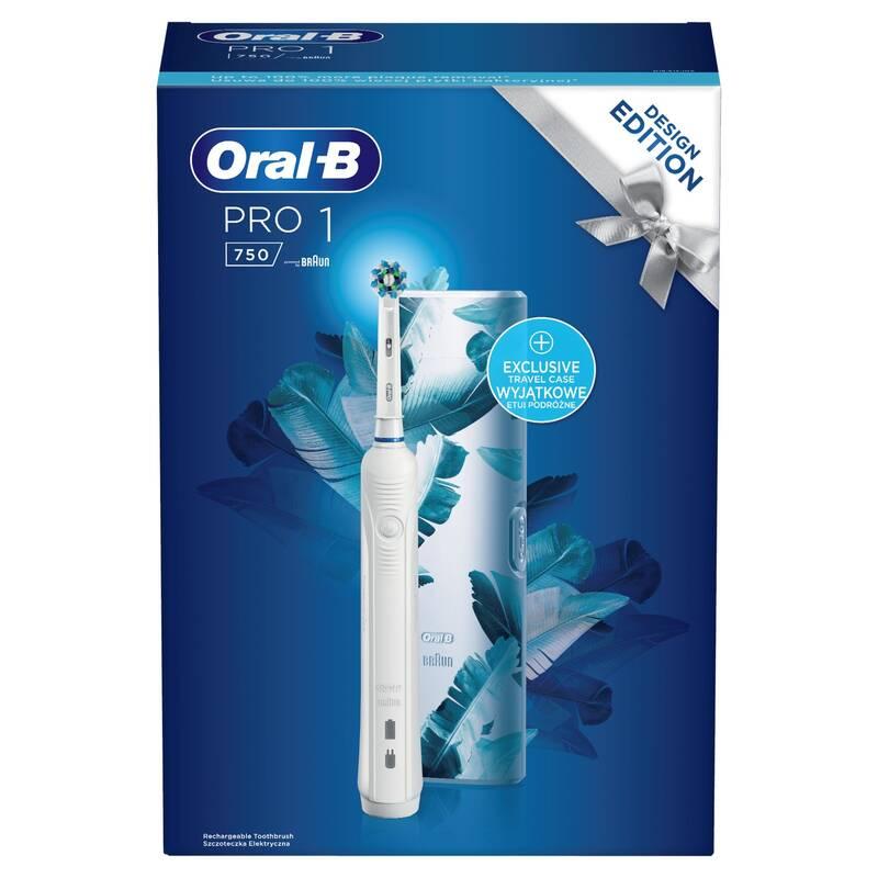 Zubní kartáček Oral-B Pro 750 Cross Action White Exclusive cestovní pouzdro