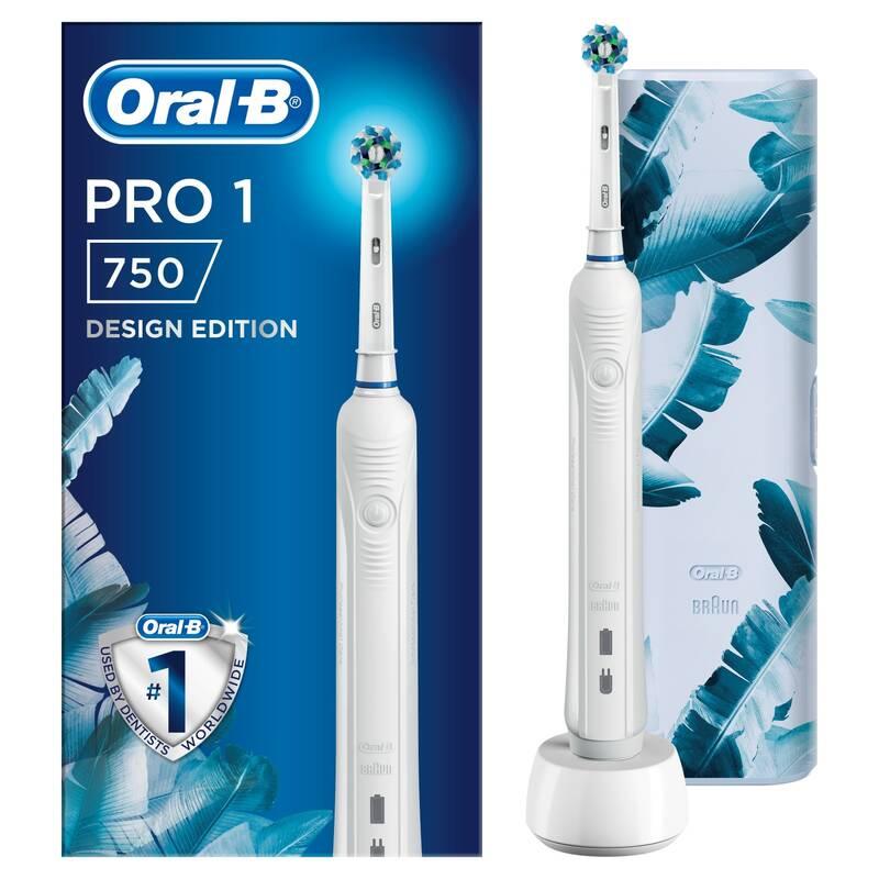 Zubní kartáček Oral-B Pro 750 Cross Action White Exclusive cestovní pouzdro