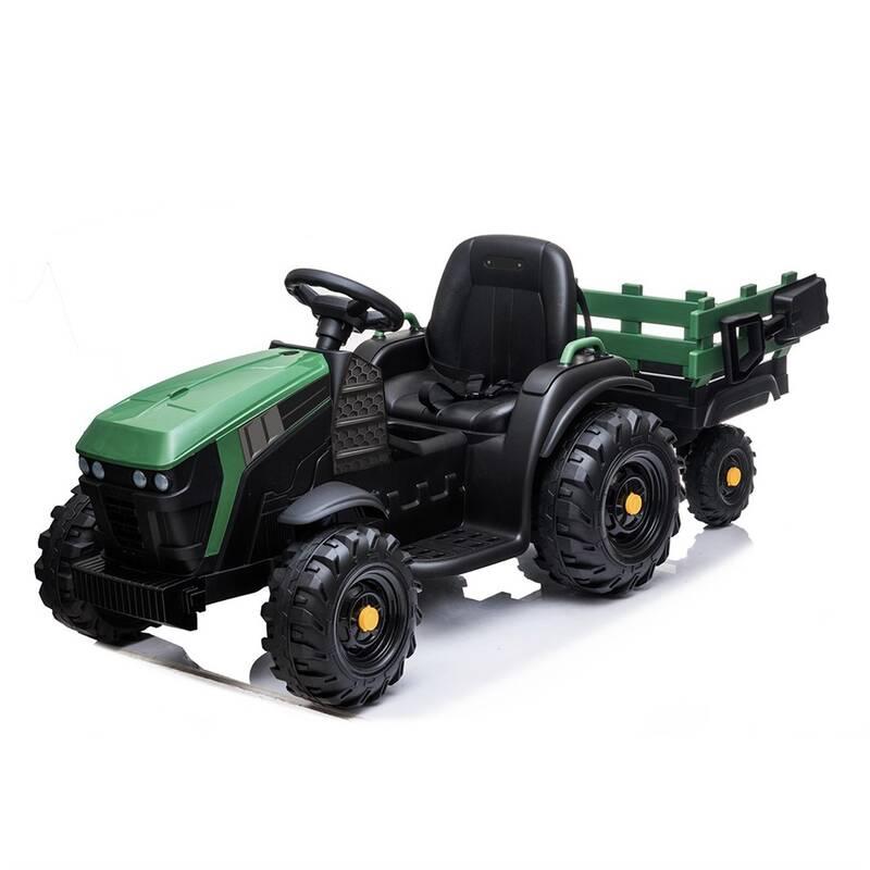Elektrický traktor MaDe s přívěsem černo zelený