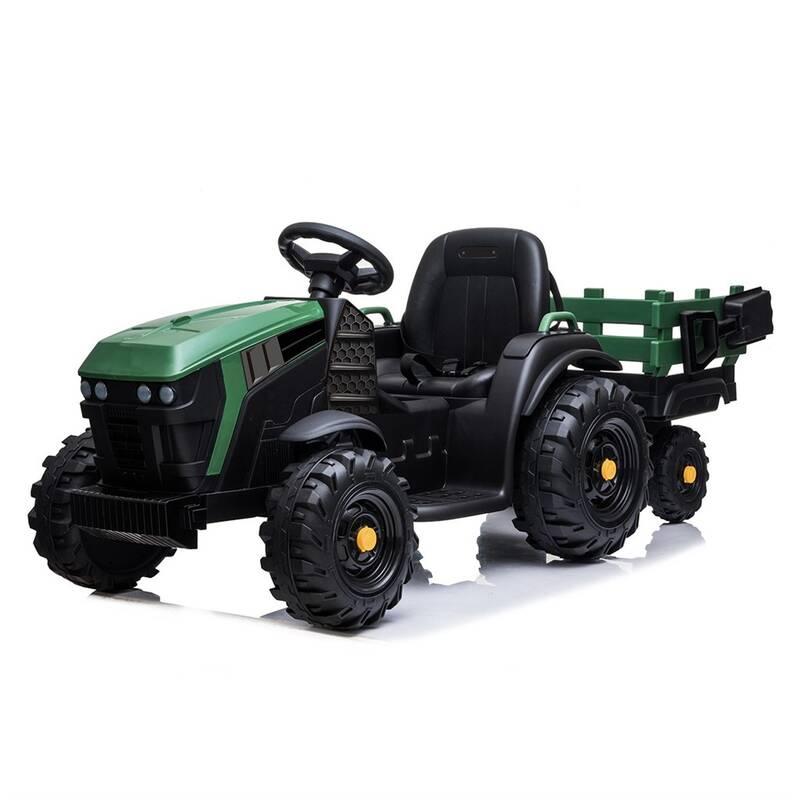 Elektrický traktor MaDe s přívěsem černo zelený