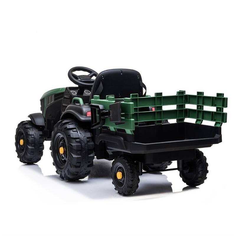 Elektrický traktor MaDe s přívěsem černo zelený, Elektrický, traktor, MaDe, s, přívěsem, černo, zelený