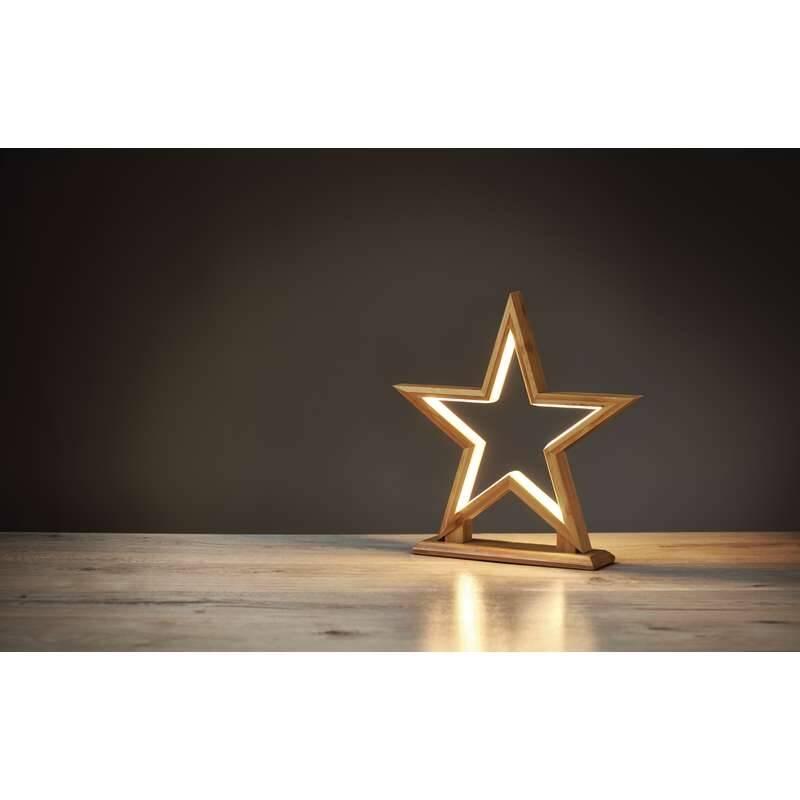 LED dekorace EMOS hvězda dřevěná, vnitřní, teplá bílá