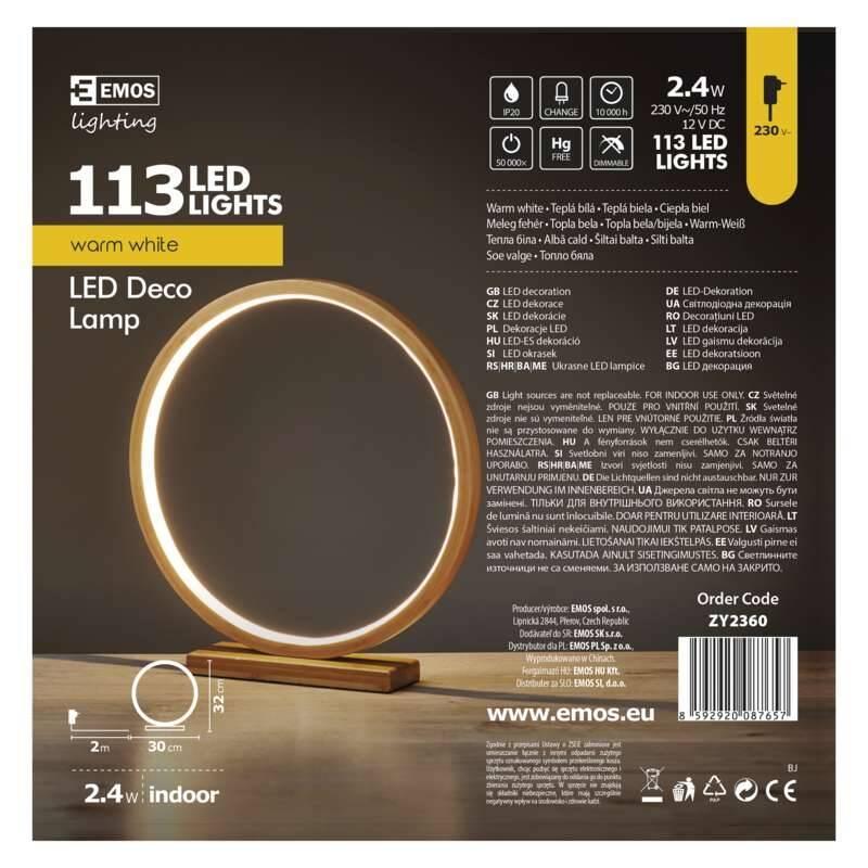 LED dekorace EMOS kruh dřevěný, vnitřní, teplá bílá, LED, dekorace, EMOS, kruh, dřevěný, vnitřní, teplá, bílá