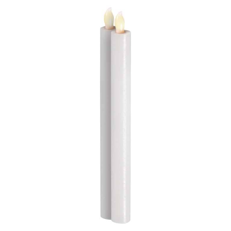 LED dekorace EMOS svíčky, 25cm, metalické bílé, 2x AAA, teplá bílá, 2 ks
