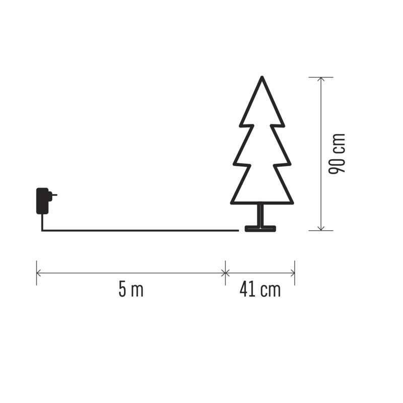 LED dekorace EMOS vánoční 3D stromek, 90cm, vnitřní, teplá bílá, časovač