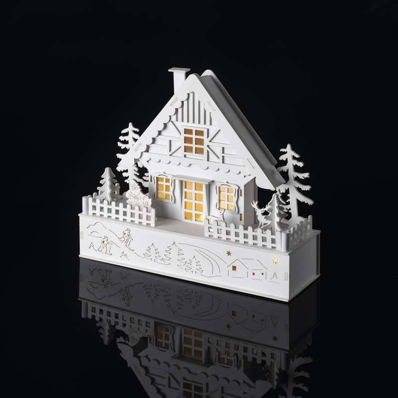LED dekorace EMOS vánoční domek, 28cm, 2× AAA, teplá bílá, časovač