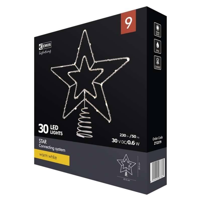 LED dekorace EMOS vánoční hvězda, 28cm, teplá bílá