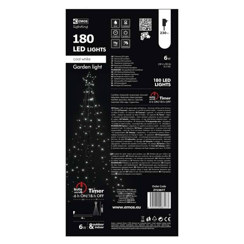 LED dekorace EMOS vánoční kovový strom, 180cm, venkovní, studená bílá, časovač, LED, dekorace, EMOS, vánoční, kovový, strom, 180cm, venkovní, studená, bílá, časovač