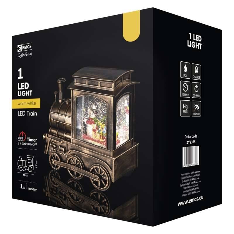 LED dekorace EMOS vánoční mašinka 17x16cm, 3x AA, vnitřní, teplá bílá