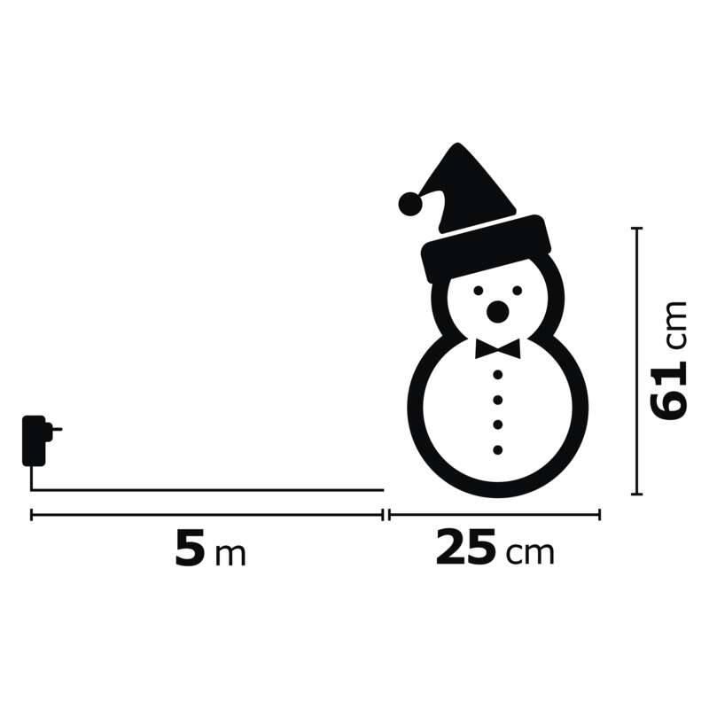 LED dekorace EMOS vánoční sněhulák, 61cm, venkovní, studená bílá, časovač