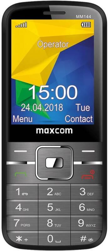 Mobilní telefon MaxCom MM144 šedý, Mobilní, telefon, MaxCom, MM144, šedý