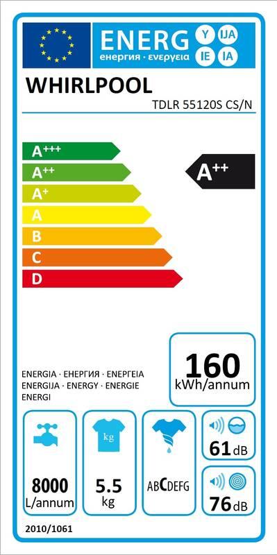 Pračka Whirlpool TDLR 55120S CS N bílá